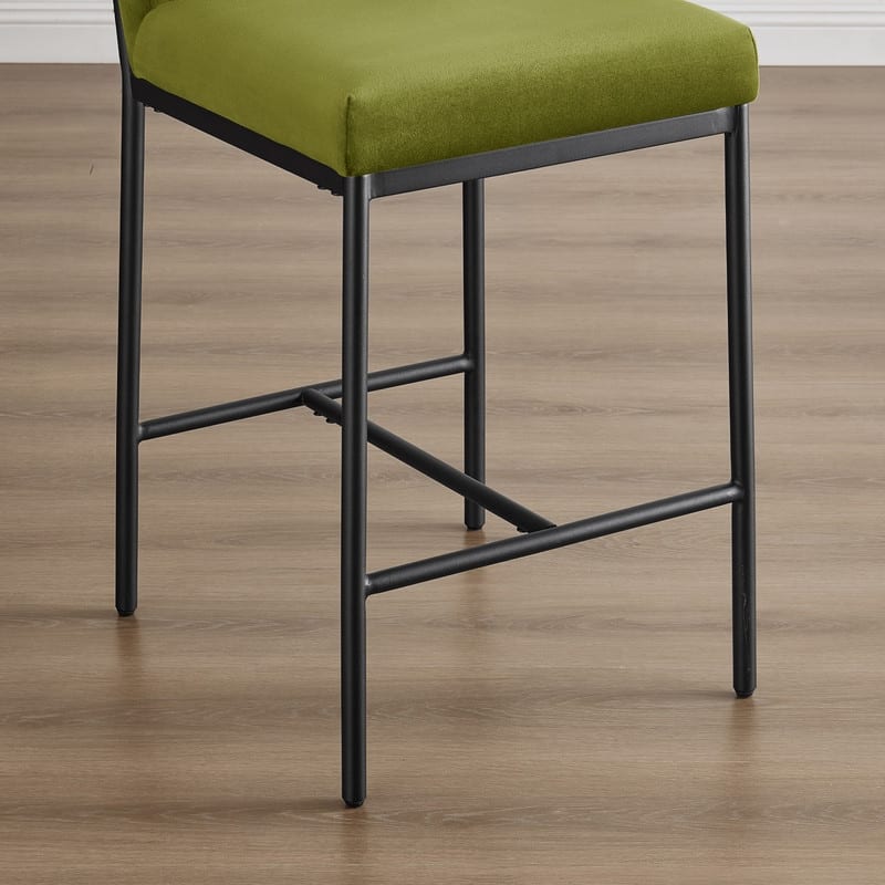Spruce & Spring Velvet Tufted Counter Bar Stool with Metal Frame