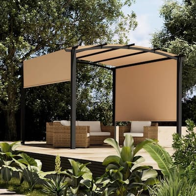 10x10 FT Outdoor Patio Arched Pergola Gazebo for Backyard Garden Porch Lawn