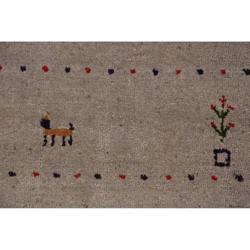 Ltribal Beige Gabbeh Oriental Area Rug Handmade Wool Carpet - 5'10" x 7'8"