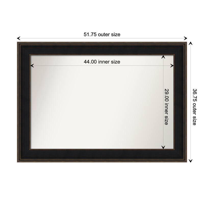 Mezzanine Espresso Framed Non-Beveled Custom Wall Mirror, Bathroom Vanity Mirror - Outer Size: 51.75 x 36.75