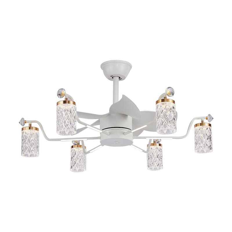 Modern Fandelier with Light and Remote, Modern luxury LED Chandelier Ceiling Fan for Living Room