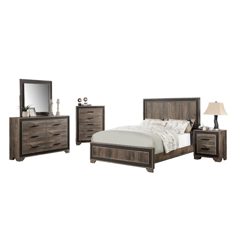 1pc Nightstand Paper veneer Bedroom Furniture 2-Drawers Bedside Table