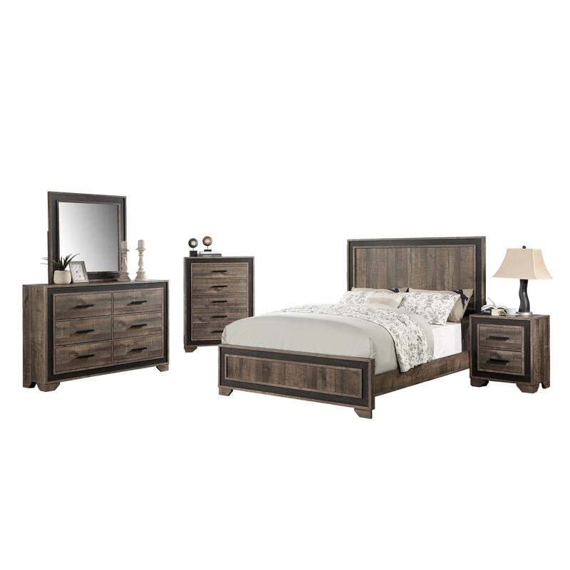Nightstand Paper veneer Bedroom Furniture 2-Drawers Bedside Table