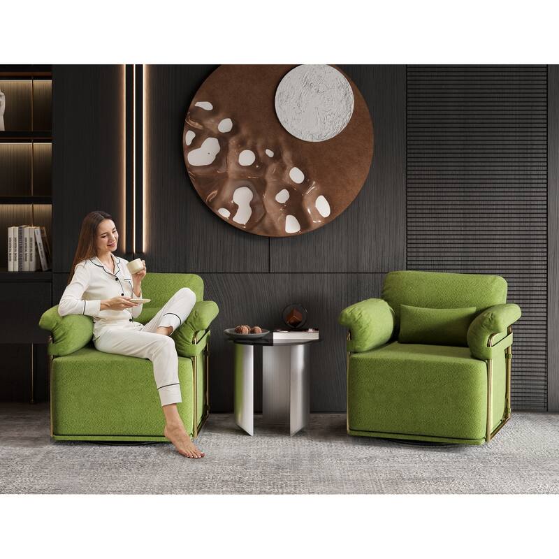 360 Degree Swivel Accent Sofa Chair Lounge Wide Upholstered Reading Chair
