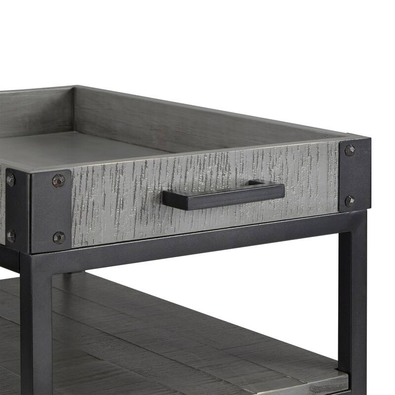 Myra Rustic Serving Cart with Wine Inserts and Removable Tray Top by iNSPIRE Q Classic