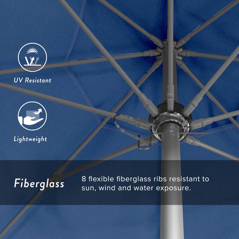 California Umbrella 7.5' Rd. Aluminum Frame, Fiberglass Rib Market Umbrella, Push Open,Anodized Silver Finish, Pacifica Fabric