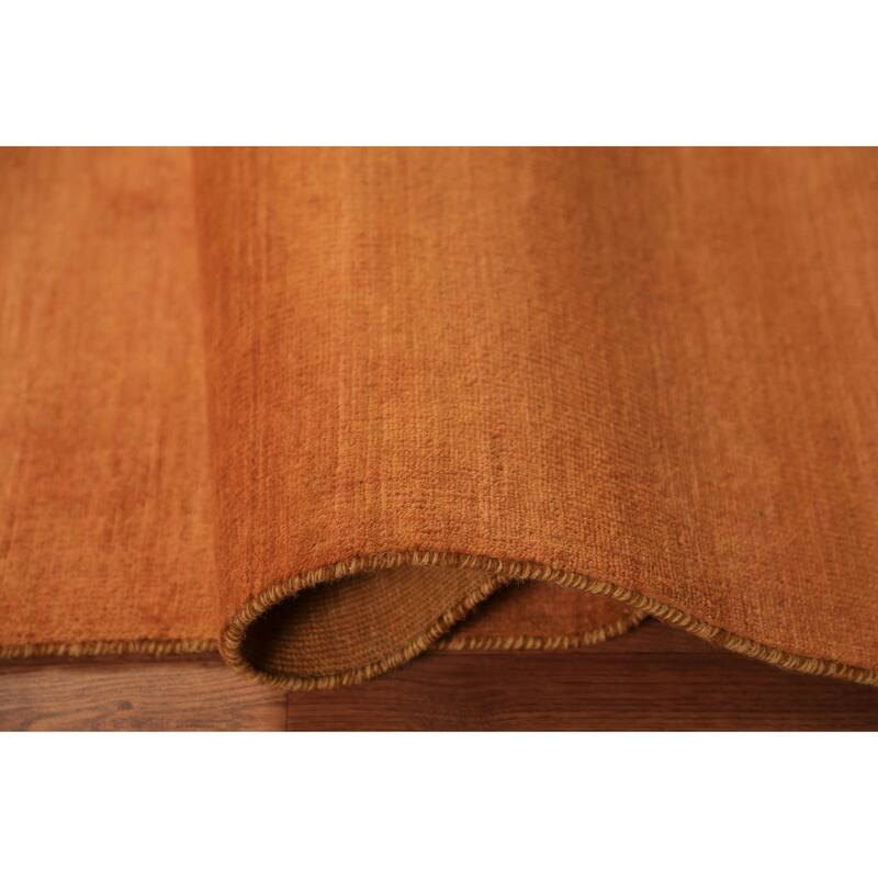Orange Gabbeh Modern Rug Hand-Knotted Wool Carpet - 3'11" x 5'10"