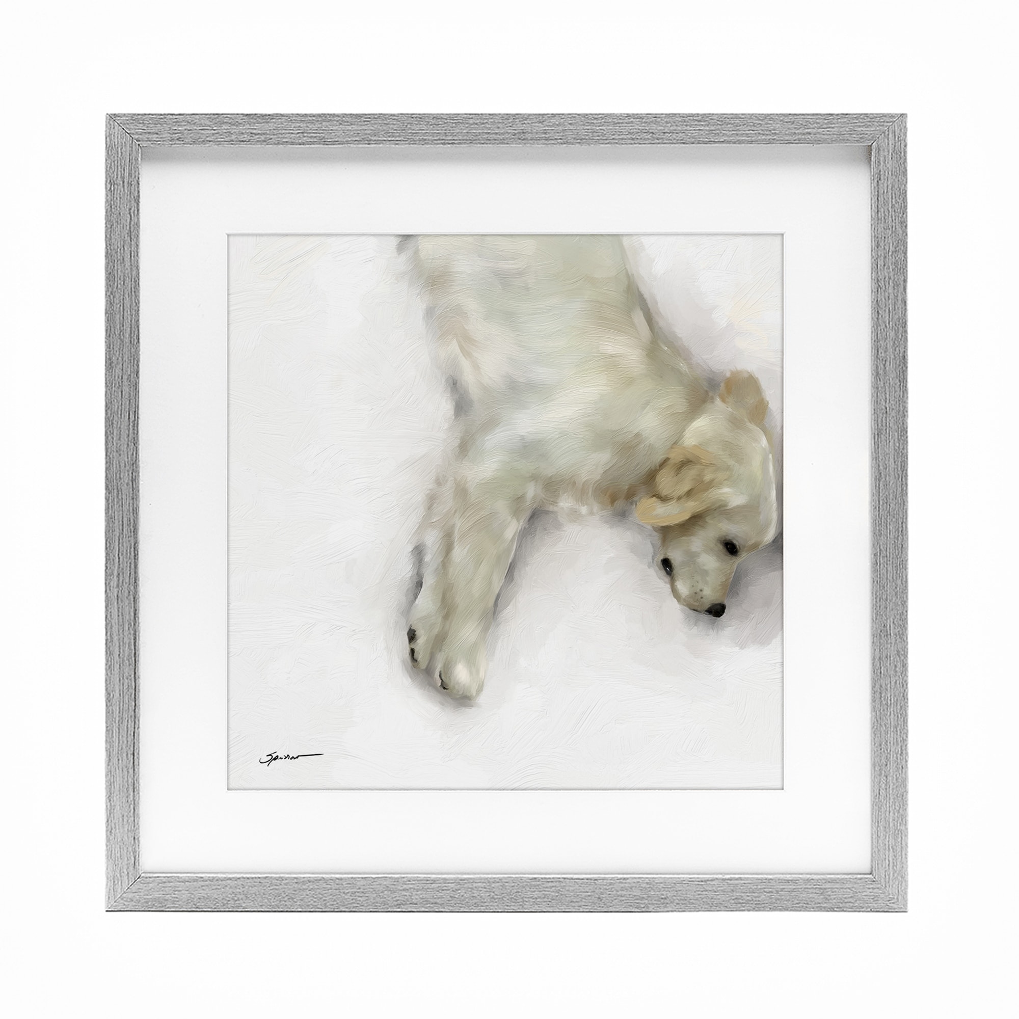 Stupell Sweet Cream Sleeping Puppy Under Glass Framed Design By Mary Sparrow