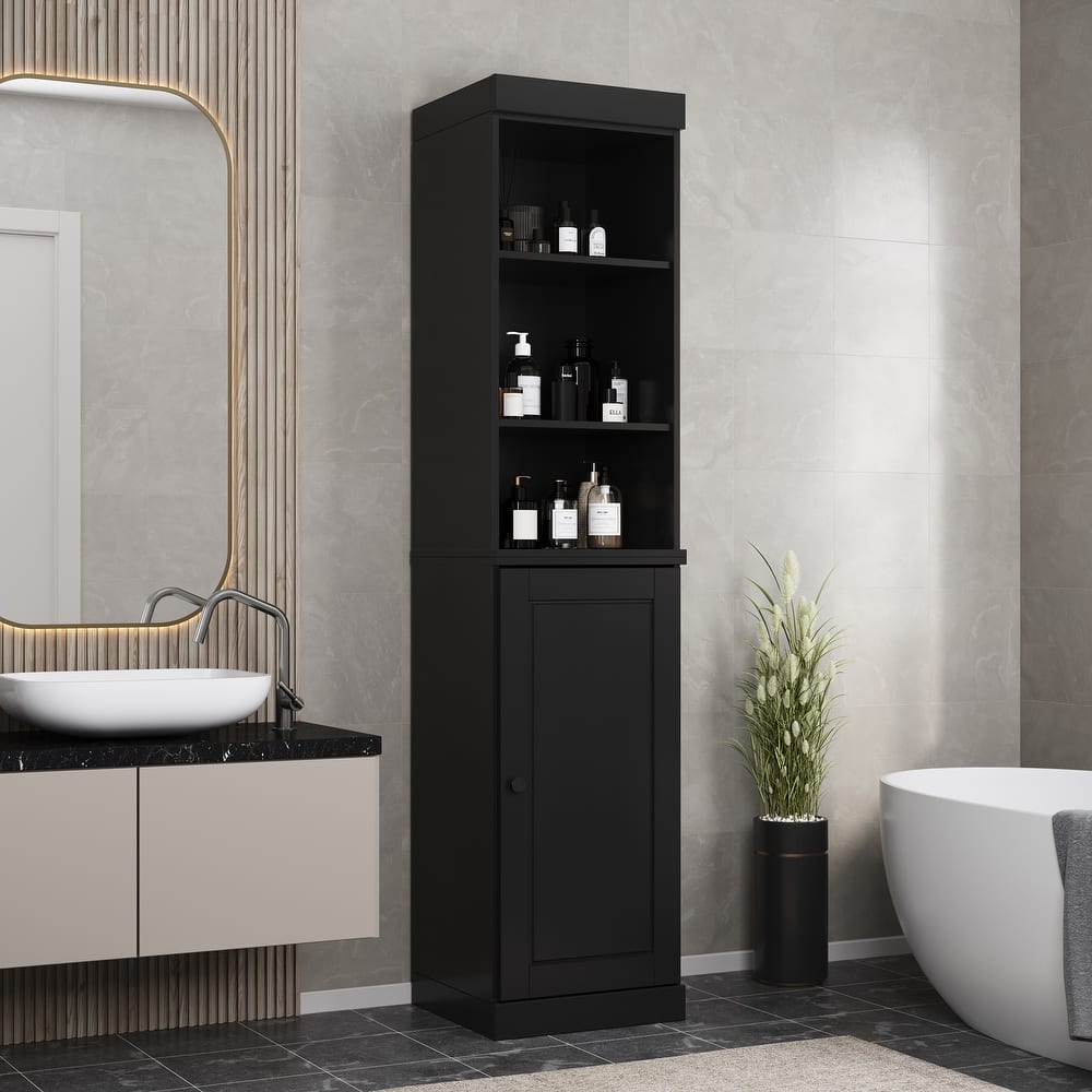 Palace Imports 100% Solid Wood 16.5" Bathroom Storage Cabinet with Solid Doors and Adjustable Shelves