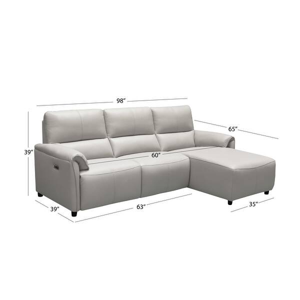 Abbyson Lily Leather Power Reclining Chaise Sectional with USB Ports