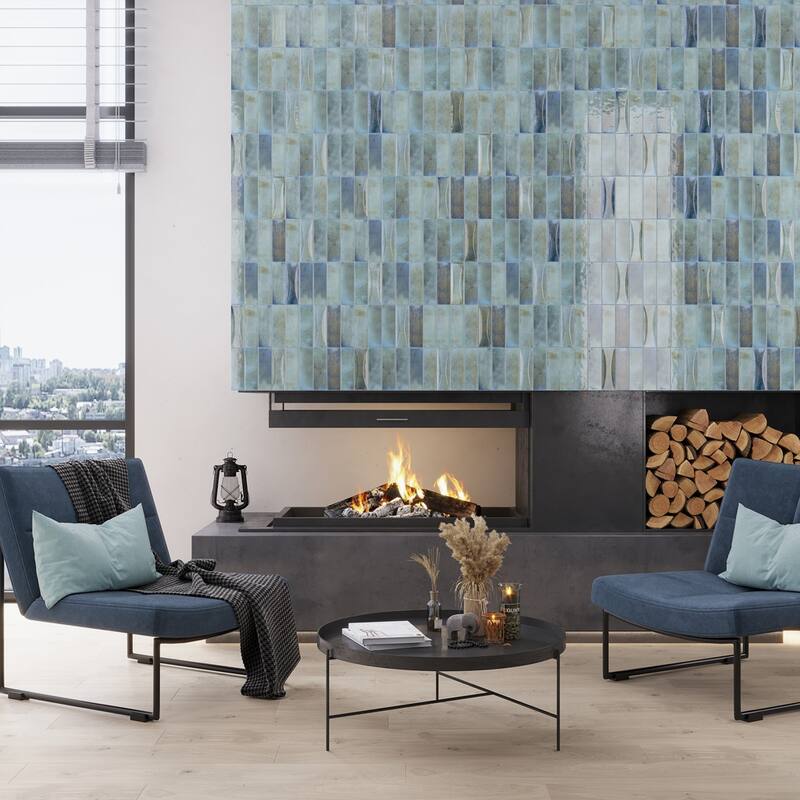 Apollo tile 2.5" x 8" Antiek Glossy Blue Ceramic Tile (5.38 sq ft/case) - 38 Pack