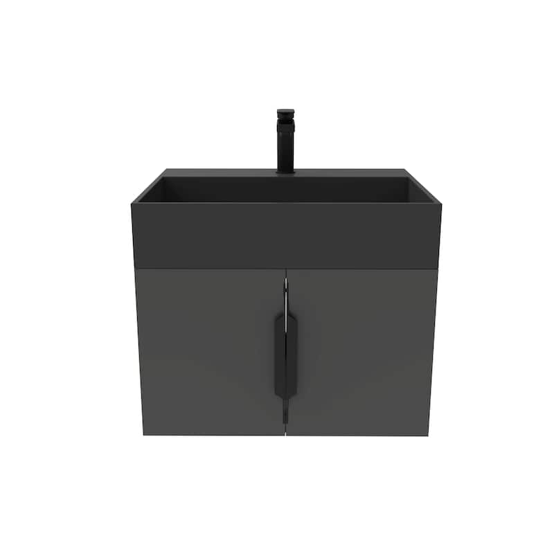 Amazon 24" Wall Mounted Bathroom Vanity Set w/ Black Top