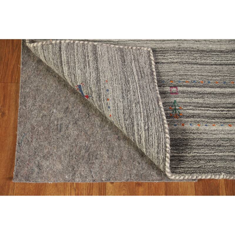 Hand Knotted Oriental 100% Wool Carpet Tribal Animal Pictorial Greys & Charcoal Gabbeh Area Rug - 7' 8'' X 5' 0''