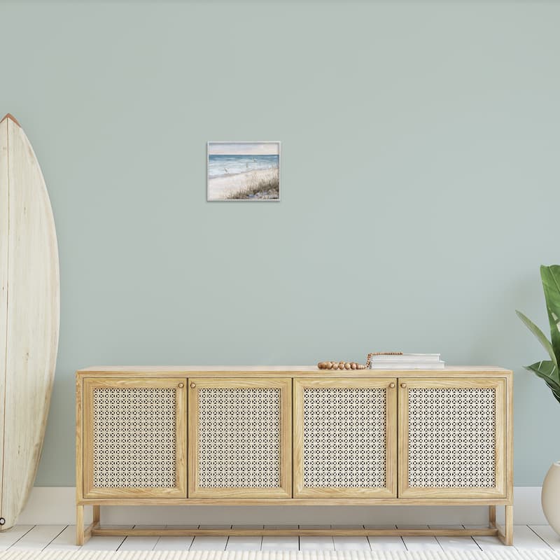 Stupell Traditional Beach Coast Line Tall Grass Soft Sky Framed Wall Art
