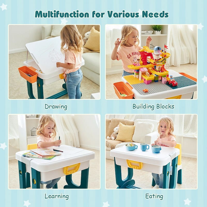 Gymax 5 in 1 Kids Activity Table Set w/ Chair Toddler Luggage Building - See Details