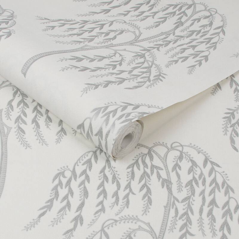 Willow Tree Silver Wallpaper - N/A