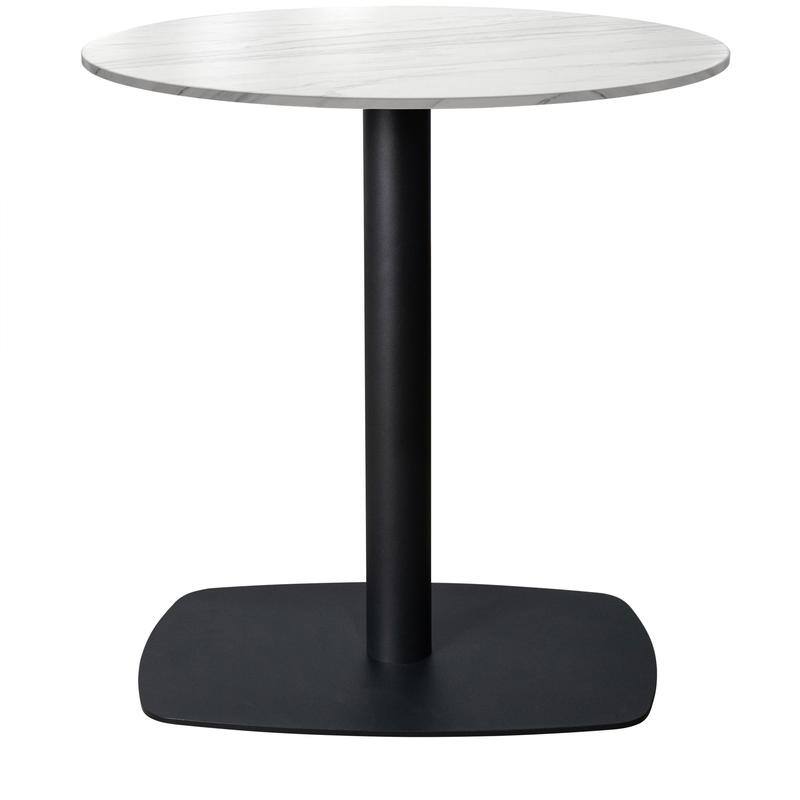 Vail Round Dining Table 36 in. Sintered Stone Tabletop in Black Stainless Steel Square Pedestal Base for Kitchen and Dining Room