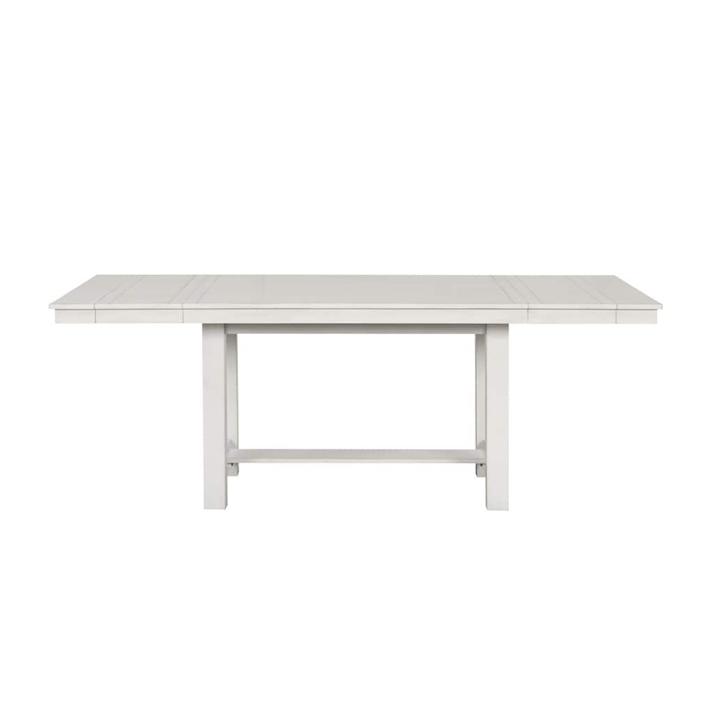 Rectangular Wooden Extendable Dining Table with 2 Side Leaves in Rustic White Oak - Rustic White Oak