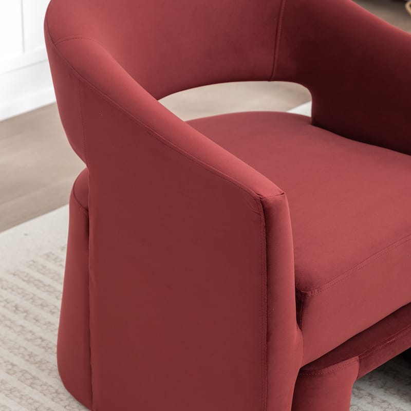 SEYNAR Modern Glam Velvet Accent Armchair Open Back with Ottoman Set of 2