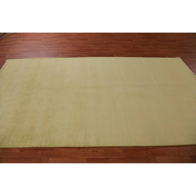 Hand Knotted Oriental 100% Wool Carpet Modern Solid Green Gabbeh Area Rug - 10' 4'' X 5' 4''