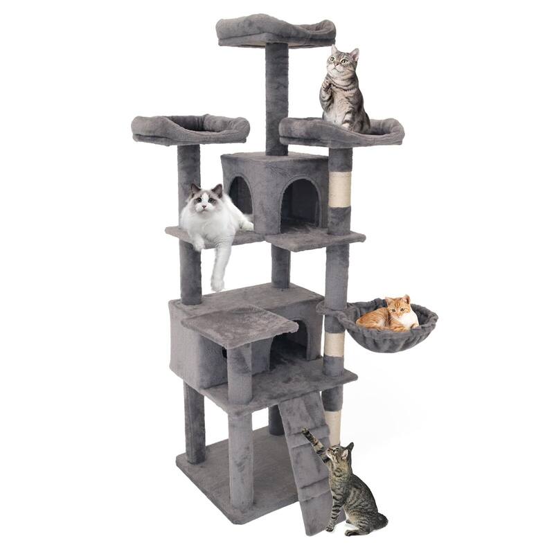 Cat Tree, with 2 Roomy Condo, 4 Perch, 63 inches