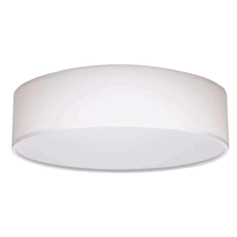 15 inch CCT Selectable Fabric Drum LED Decor Flush Mount Fixture White Fabric Shade Acrylic Diffuser - White Fabric