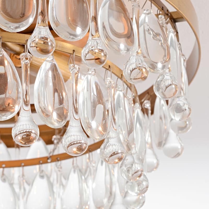 Viviana Black 3-light Flush Mount with Crystal Glass Teardrops