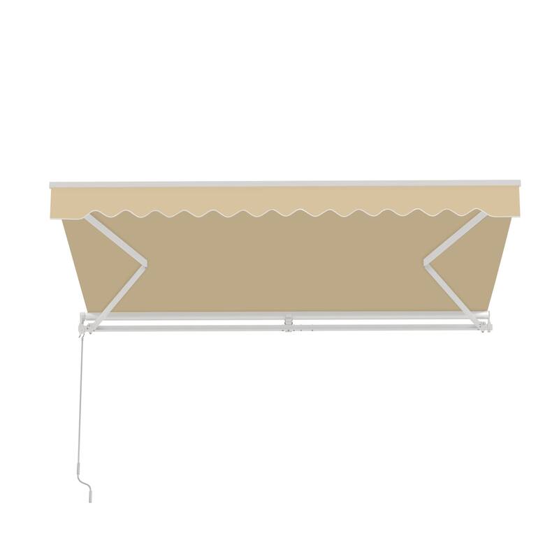 ALEKO Caribbean Manual Retractable Patio Awning - White Frame - Desert Sand - 10 x 8 Feet