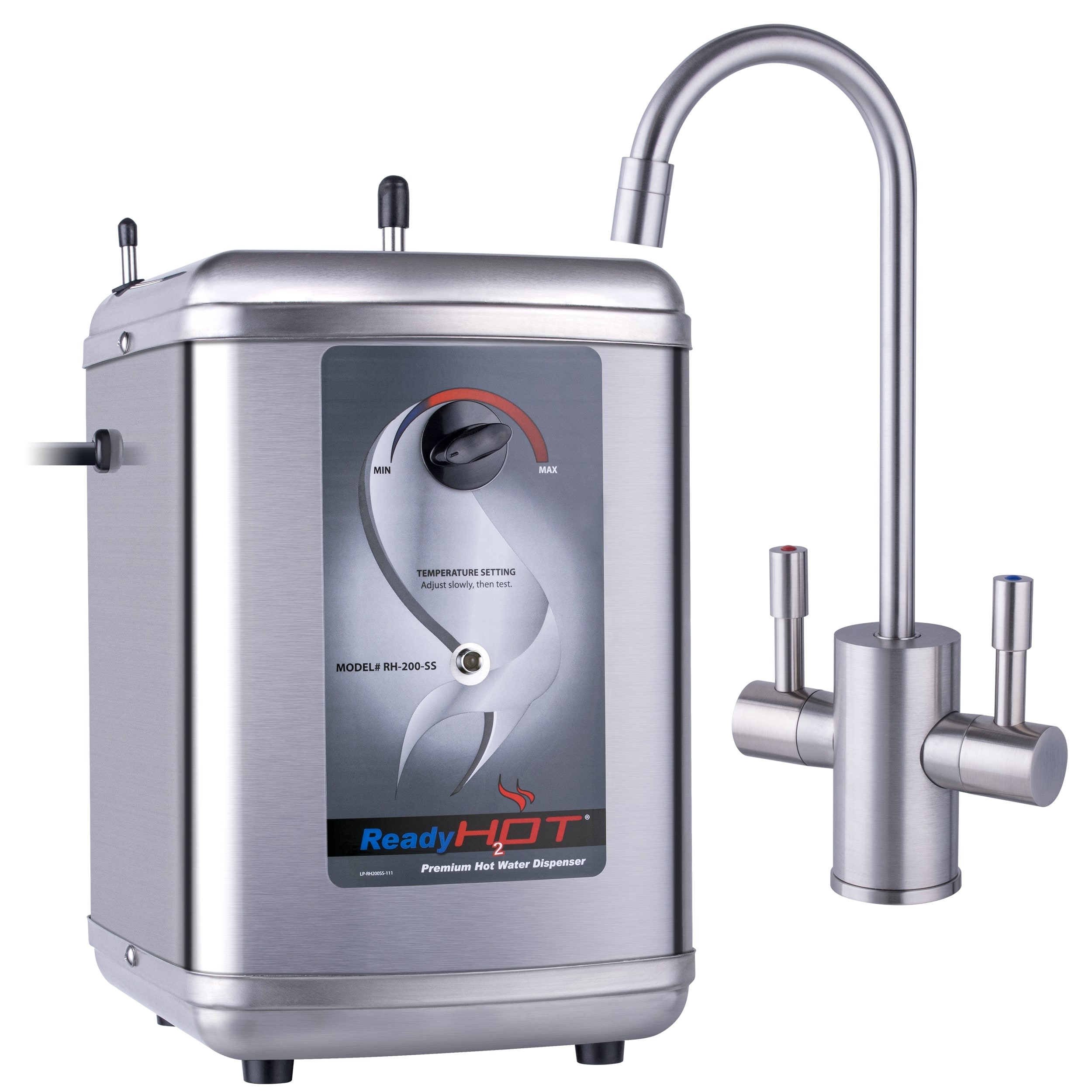 Ready Hot 200 Instant Hot Water Tank, Dual Handle Brushed Nickel Faucet