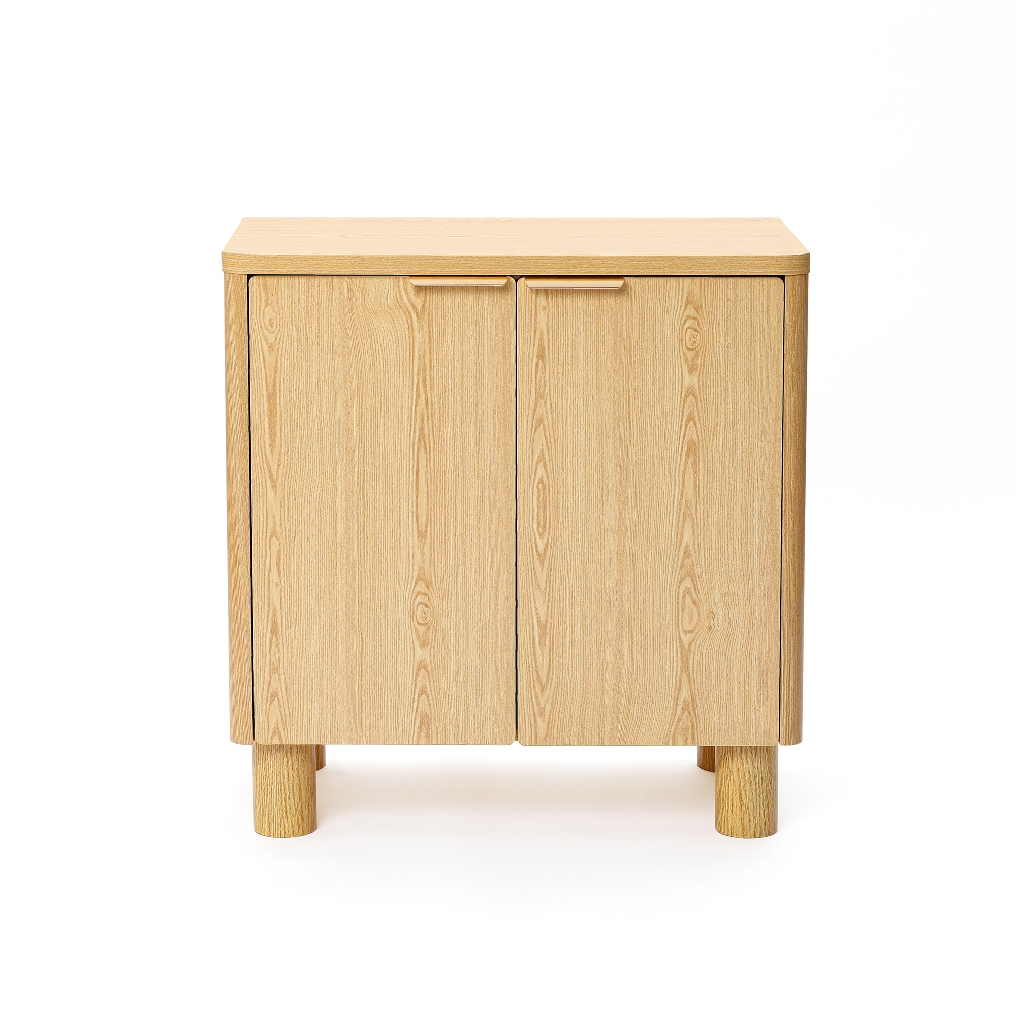 Natural Wood Finish 2-Door Storage Cabinet, Manufactured Wood