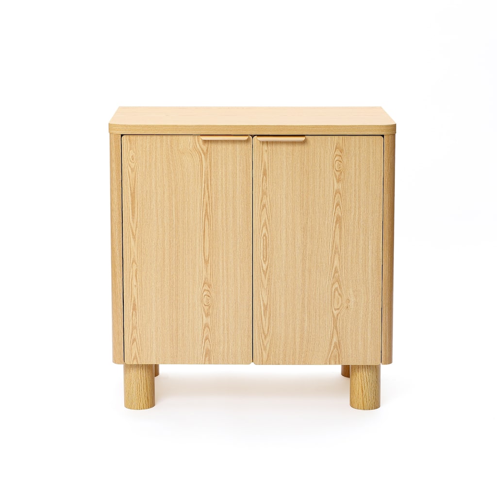 Natural Wood Finish 2-Door Storage Cabinet, Manufactured Wood