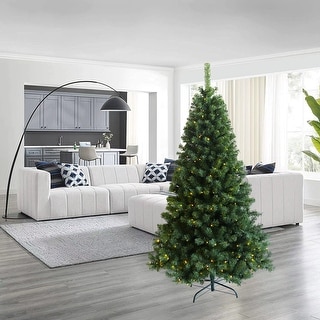 6ft Pre-Lit Artificial Christmas Tree - Hinged Xmas Tree with Foldable ...