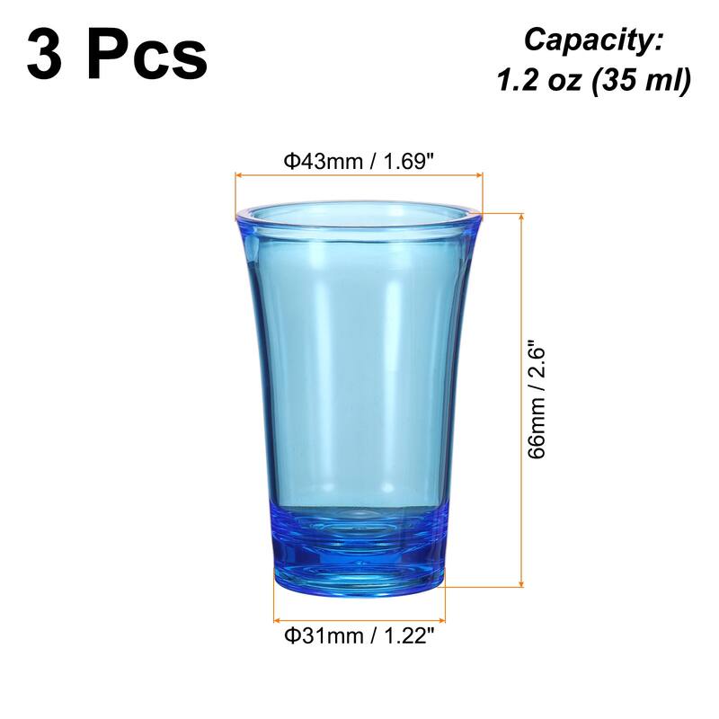 3pcs Shot Glasses 1.2oz Polystyrene for Cocktail - Blue
