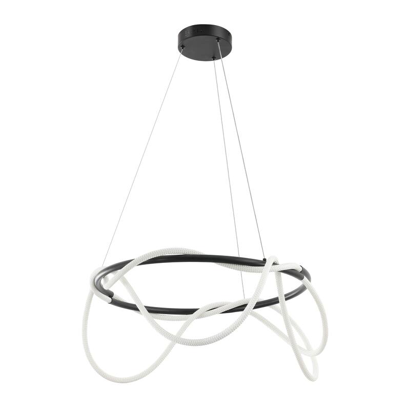 Nuvola 25" Contemporary Minimalist 360 Adjustable Silicone Neon Rope Dimmable Integrated LED Chandelier, by JONATHAN Y