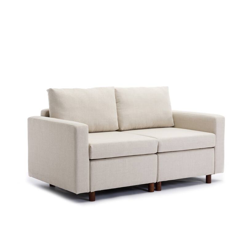 2Seat Module Sectional Sofa with 2 Ottomans, NonRemovable Cushions