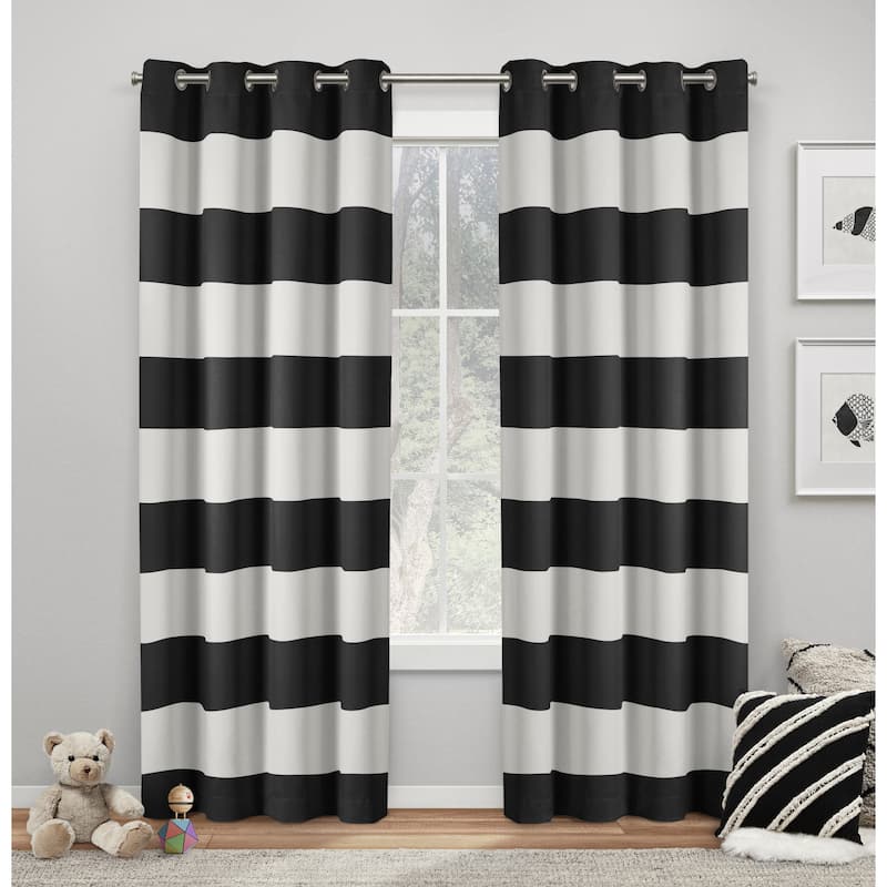 ATI Home Rugby Sateen Room Darkening Blackout Grommet Top Curtain Panel Pair