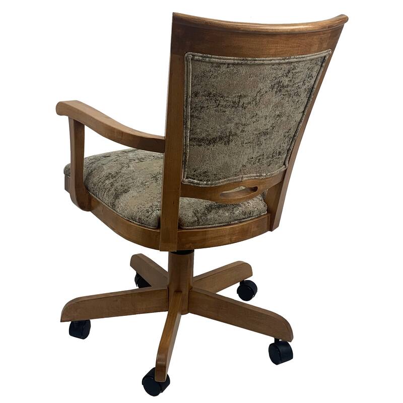 Swivel Wood Dining Caster Chair - 400 on Wheels - Custom Upholstery - 18 inch Seat