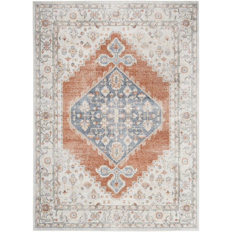 Nourison Abby Machine Washable Indoor only Persian Distressed Area Rug - 4' x 6' - Grey/Multicolor - Rectangle