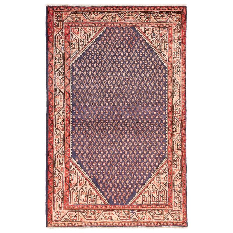 ECARPETGALLERY Hand-knotted Andelz Dark Navy Wool Rug - 4'3 x 6'8