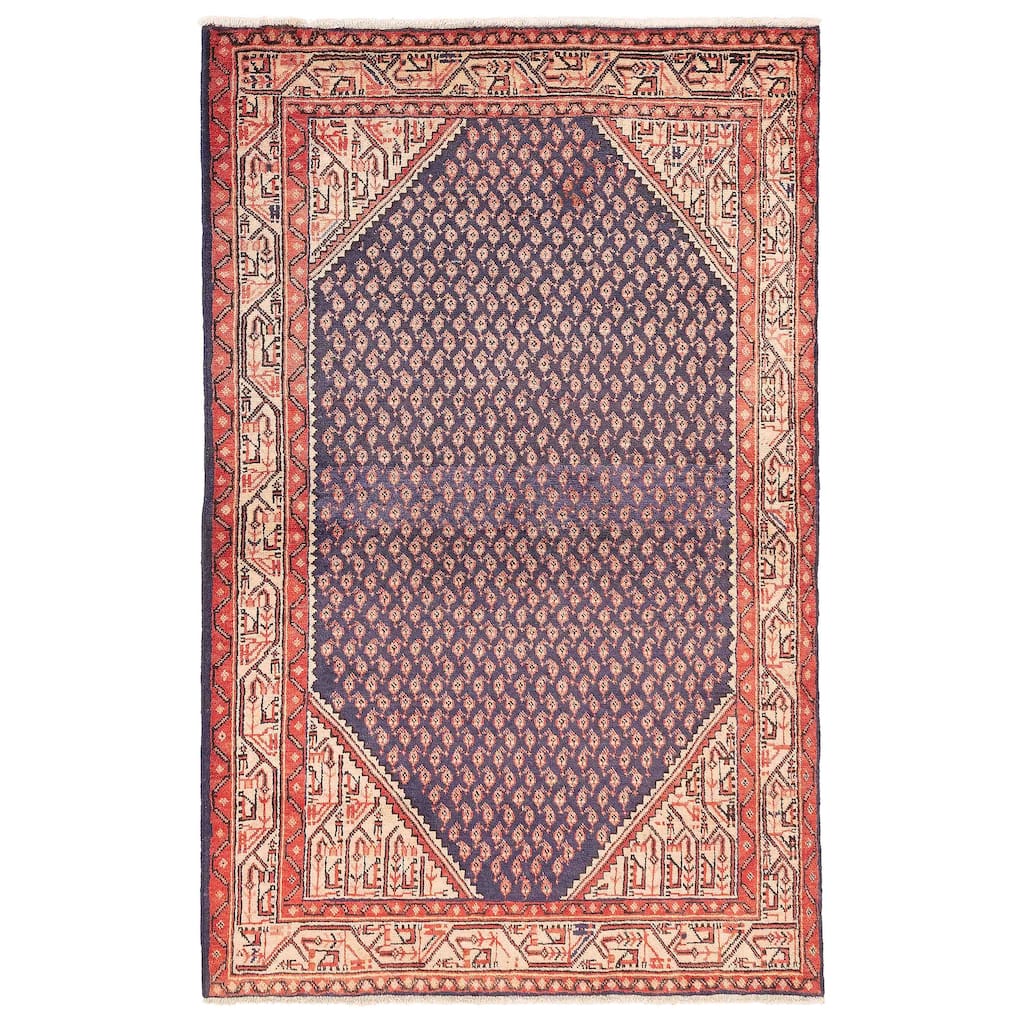 ECARPETGALLERY Hand-knotted Andelz Dark Navy Wool Rug - 4'3 x 6'8