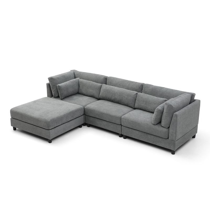 L-Shaped Convertible Sectional Sofa Couch with Movable Storage Ottoman Chaise, Free Combination Sofa - L Shape