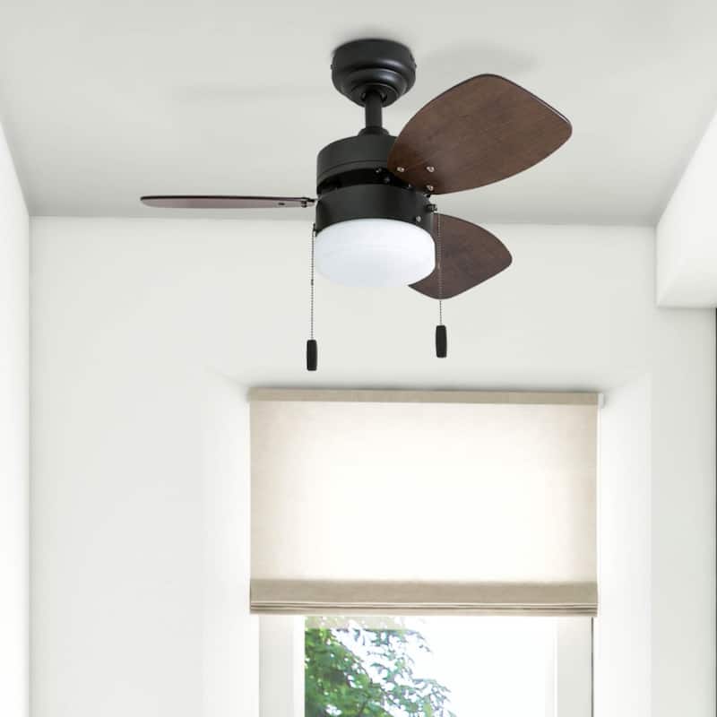 30" Honeywell Ocean Breeze Guilded Espresso Modern Indoor LED Ceiling Fan with Light, Pull Chain