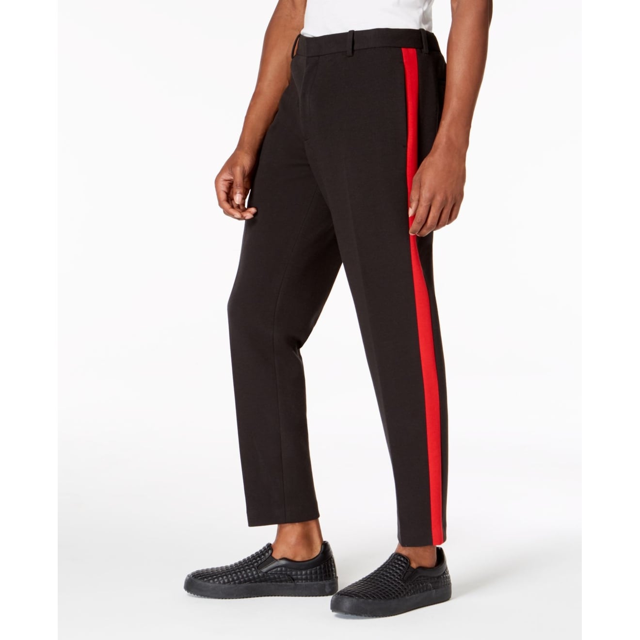 mens black and red striped pants