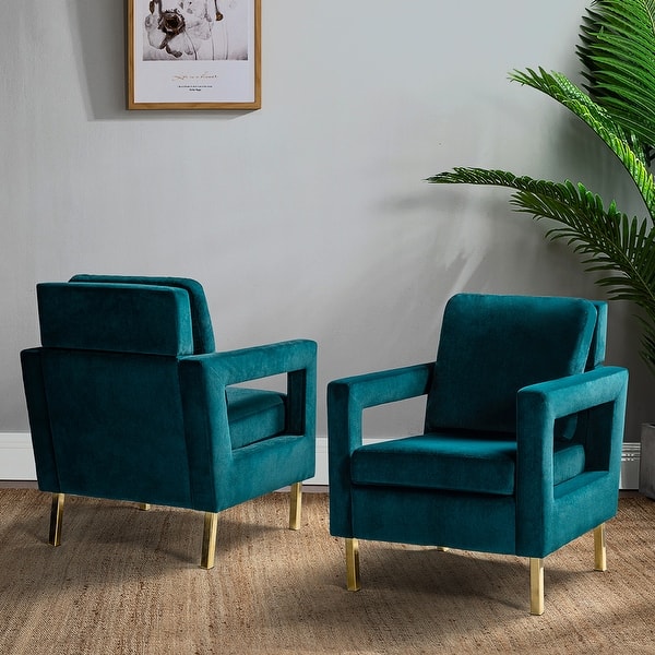 Valentina Modern Upholstered Accent Armchair with Gold Legs Set of 2 by HULALA HOME