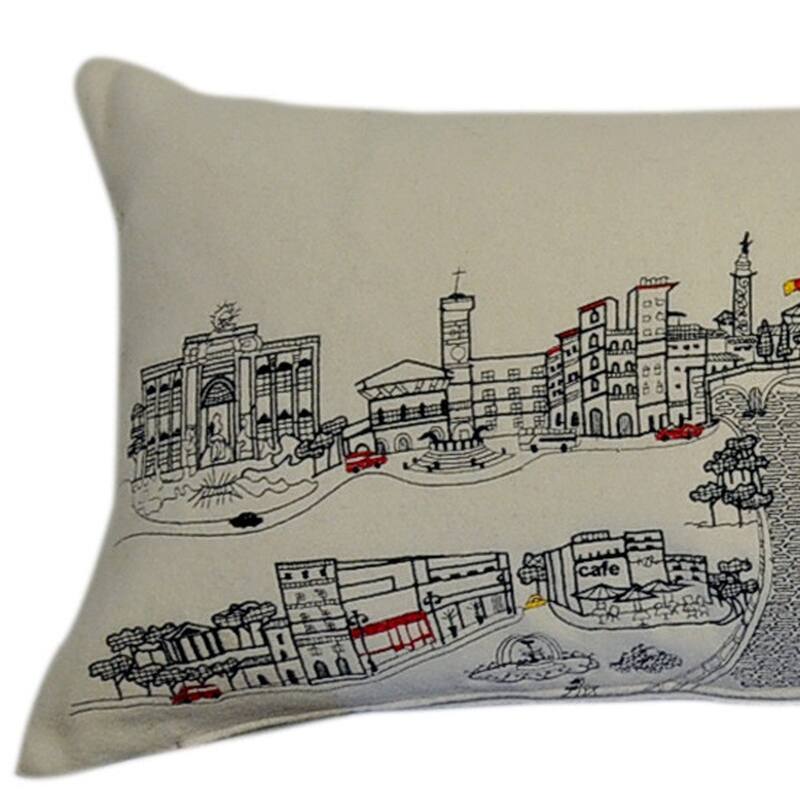 HomeRoots 46" White Rome Daylight Skyline Lumbar Decorative Pillow