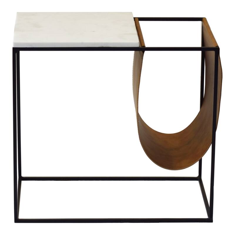 Aurelle Home Modern Marble Magazine Side Table
