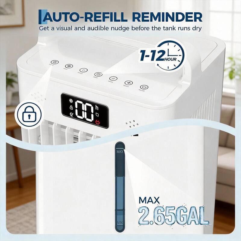2.6 Gal Portable Evaporative Air Cooler Fan, with Remote Control