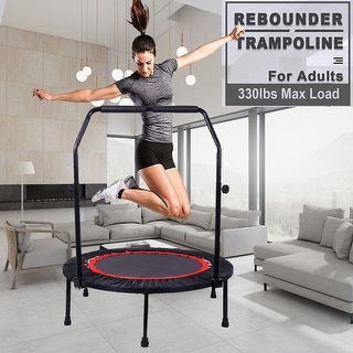 Fitness 40" Mini Rebounder Trampoline with Adjustable Handrail For Adults Kids 