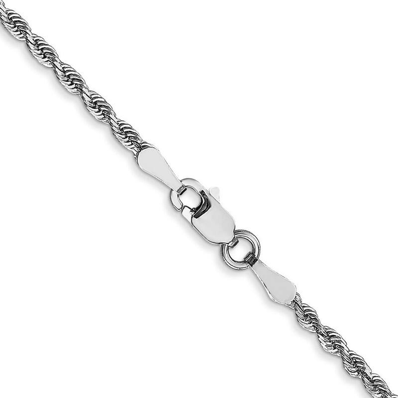 Curata 10k White Gold 2.0mm D/C Quadruple Rope Chain Necklace (Lobster) Options: 16 18 20