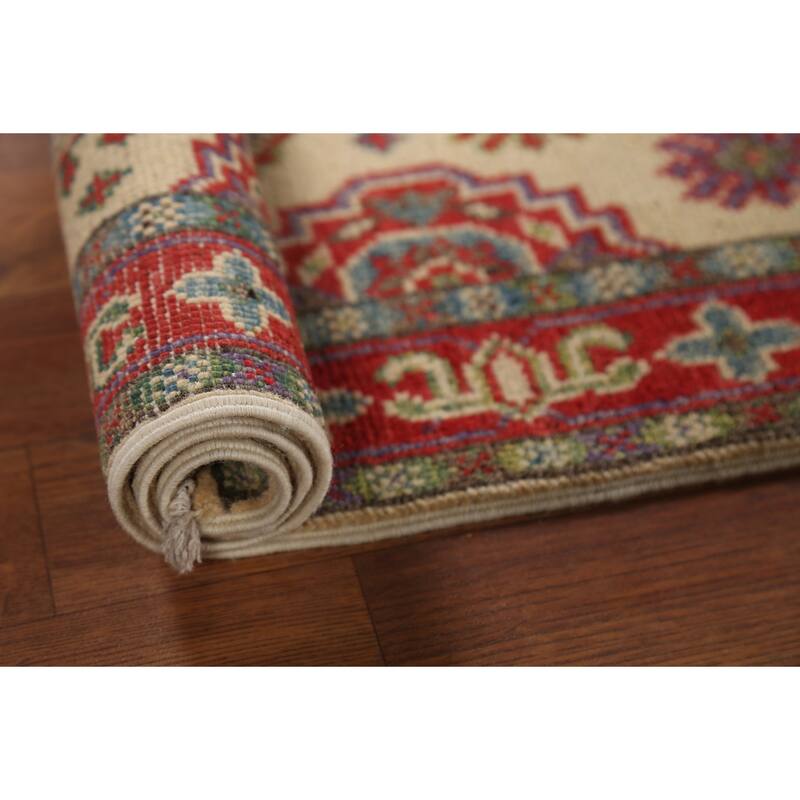 Geometric Kazak Accent Rug Handmade Oriental Wool Carpet - 2'1"x 2'10"